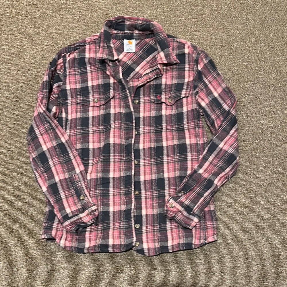 Carhartt Pink and Black Button Down Shirt